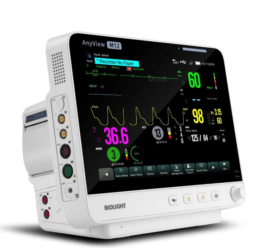 Monitor Multiparamétrico M12 (SPO2-ECG-PNI-TEMP-RESP) TELA 12''